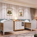 Ver imagem 1 de Quarto de Bebê Gêmeos 2 Berços e Cômoda Janelada 100% MDF Maya Clássico Espresso Móveis Branco/Brilho/Amêndoa