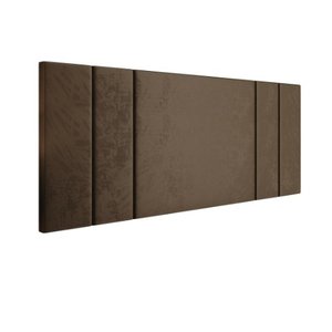 Cabeceira Suspensa Cama Box Solteiro Riscada Suede 90x55:marrom