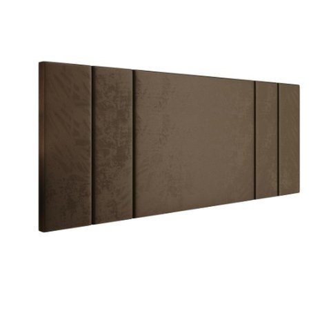 Cabeceira Suspensa Cama Box Solteiro Riscada Suede 90x55:marrom