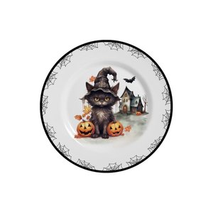 Conjunto com 6 Pratos de Sobremesa Cute Cats Halloween Ø21cm Alleanza Cerâmica