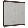 Guarda-roupa Casal Tóquio 6 Portas 2 Gavetas Chocolate/off White - Poquema - 2