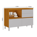 Ver imagem 4 de Balcão Cozinha 1 Porta 4 Gavetas 120cm com Tampo 100% MDF Lúmina Itatiaia Cinza/Cinamomo/Fendi