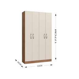Armário Multiuso 4 Portas Rivera 177cm X 103cm X 34 Cm - 4