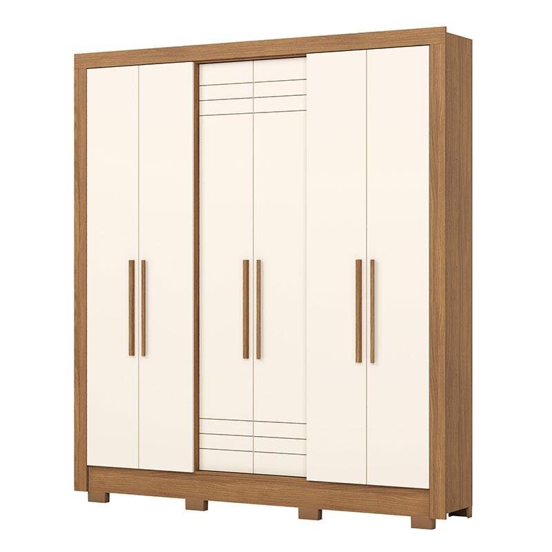 Guarda Roupa Casal B366 Nature Off White Henn - Briz Móveis