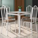 Ver imagem 1 de Conjunto De Mesa Malva Com 4 Cadeiras Tampo De Vidro 75cm Branco Assento Rattan Artefamol 10005 - AS