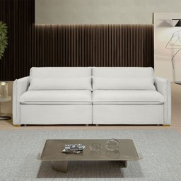 Sofá Cama 3 Lugares Aurora Retrátil Boucle Gelo - Celflex - 1