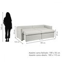 Ver imagem 4 de Sofá Cama 3 Lugares Aurora Retrátil Boucle Gelo - Celflex