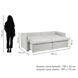 Sofá Cama 3 Lugares Aurora Retrátil Boucle Gelo - Celflex - 4