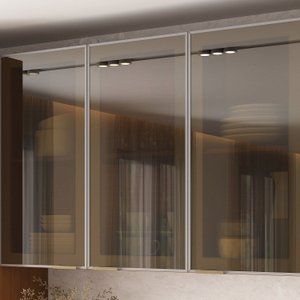 Armário 120cm 3 Portas de Vidro Mdf Dobradiças Slow Motion Lumina Itatiaia