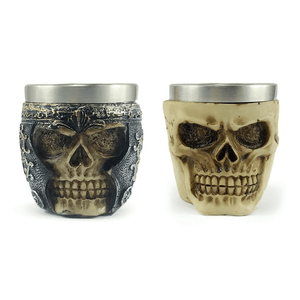 Kit 2 Copos Shot Dose Em Aço Inox Resina Colecionável Decorativo Para Tequila Whisky Vodka Cor: Crân