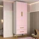 Ver imagem 1 de Guarda-Roupa Infantil Encanto Espresso Móveis Rosa/Branco