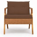 Ver imagem 5 de Kit 2 Poltronas Decorativas para Sala Recepção Laura Linho Braço Madeira Corino Peroba Exclusiva