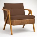 Ver imagem 4 de Kit 2 Poltronas Decorativas para Sala Recepção Laura Linho Braço Madeira Corino Peroba Exclusiva
