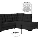 Ver imagem 6 de Sofá Canto Retrátil e Reclinável Munique Tamanho 220cm x 175cm Preto