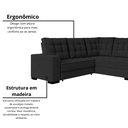 Ver mais imagens de Sofá Canto Retrátil e Reclinável Munique Tamanho 220cm x 175cm Preto