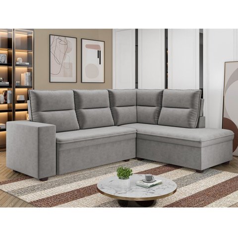 Sofá de Canto 5 Lugares 220cm x 180cm Arruba Cinza