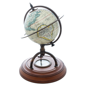 Globo Decor Metal e Madeira C/bussola Dourado 23x15cm