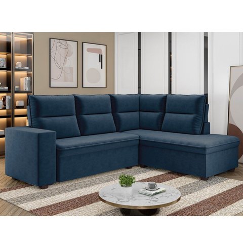 Sofá de Canto 5 Lugares 220cm x 180cm Arruba Azul