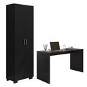 Ver imagem 1 de Mesa para Computador Gávea e Livreiro Office com Portas Grandes Preto Trama - Móveis Leão