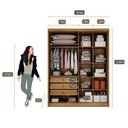 Ver imagem 3 de Guarda Roupa Solteiro Sevilha com Nicho e Espelho com Gaveteiro Suiça com Chave Cumaru 25 Fendi -