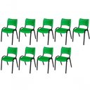 Ver imagem 1 de Cadeira Iso Base Preto Escola, Escritório Verde Kit 9 Un