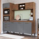 Ver imagem 1 de Cozinha Compacta 7 Portas 2 Gavetas 2 Nichos para Forno Cinza/Freijo