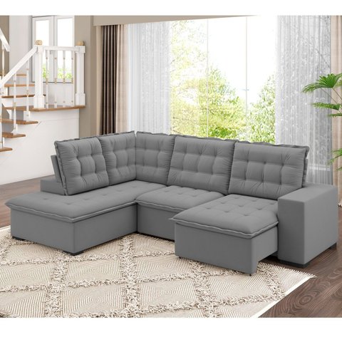 Sofá de Canto Retrátil e Reclinável 5 Lugares 310cm Belluno