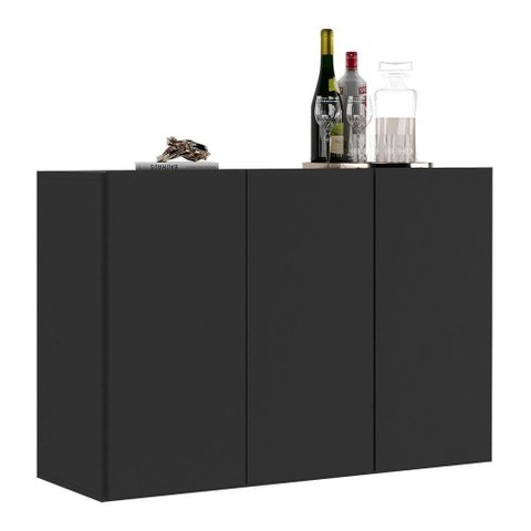 Aparador Buffet 3 Portas Veneza Multimóveis V1007 Preto Preto