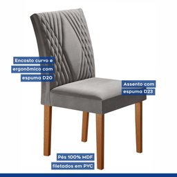 Mesa Elis 1,70x0,90 com 6 Cadeiras Elis Tampo Slim Plus Vidro Off White Cel Móveis Cinamomo/off Whit - 10