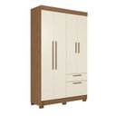 Ver imagem 4 de Guarda-Roupa 4 Portas 2 Gavetas MDP Londrina Off White/Jatobá/Areia