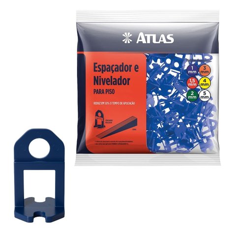 Nivelador para Piso Azul 1mm para Azulejos Pisos e Pedras Pacote com 100 Unidades | Atlas