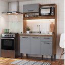 Ver imagem 1 de Armário de Cozinha Compacta 4 Portas 1 Gaveta Naty Cinza/Freijo