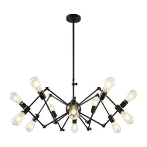 Lustre Pendente Preto Aranha Spider Loft para 12 Lâmpadas Retrô Moderno Inl84