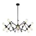 Ver imagem 1 de Lustre Pendente Preto Aranha Spider Loft para 12 Lâmpadas Retrô Moderno Inl84