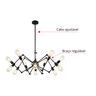 Lustre Pendente Preto Aranha Spider Loft para 12 Lâmpadas Retrô Moderno Inl84 - 8
