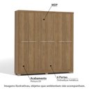 Ver imagem 2 de Guarda Roupa com 6 Portas e 2 Gavetas - Nogueira
