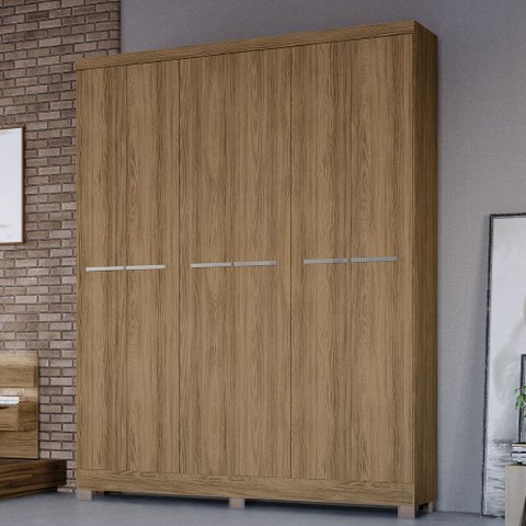 Guarda Roupa com 6 Portas e 2 Gavetas - Nogueira