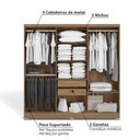 Ver imagem 3 de Guarda Roupa com 6 Portas e 2 Gavetas - Nogueira