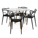 Ver imagem 2 de Conjunto Mesa Eames Vidro 90cm + 4 Cadeiras Allegra Seat&Co
