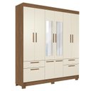 Ver imagem 1 de Guarda-Roupa 8 Portas 4 Gavetas com Espelho MDP Curitiba Off White/Jatobá/Areia