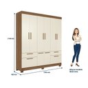 Ver imagem 6 de Guarda-Roupa 8 Portas 4 Gavetas com Espelho MDP Curitiba Off White/Jatobá/Areia