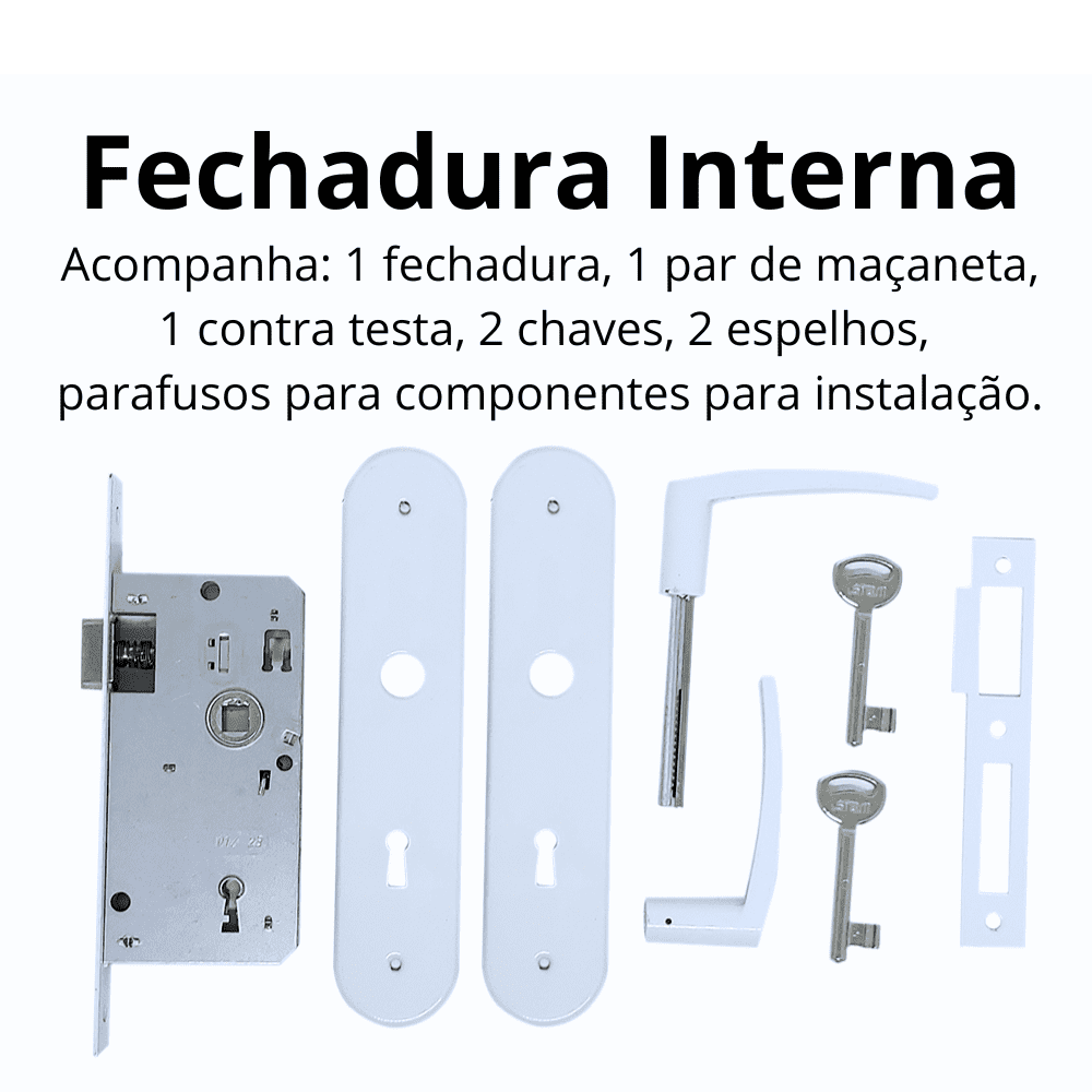 Fechadura para Porta Quarto Interna Branca Stam Broca 40mm Fech. 814/33 - Esp. Branco - 6