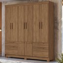 Ver imagem 3 de Guarda-Roupa 8 Portas 4 Gavetas com Espelho MDP Curitiba Marrom/Jatoba