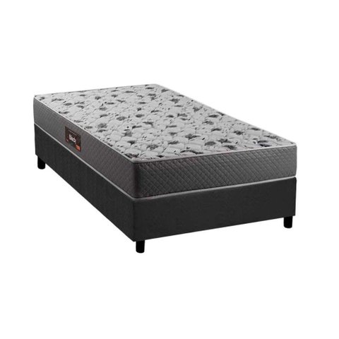 Cama Box Solteiro: Colchão Ortopédico Herval D28/AG65 Black + Base CRC Suede Gray(88x188)