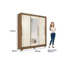 Ver imagem 6 de Guarda-Roupa 3 Portas Correr 2 Gavetas com Espelho Maringá Off White/Jatobá/Areia