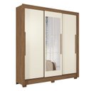 Ver imagem 4 de Guarda-Roupa 3 Portas Correr 2 Gavetas com Espelho Maringá Off White/Jatobá/Areia