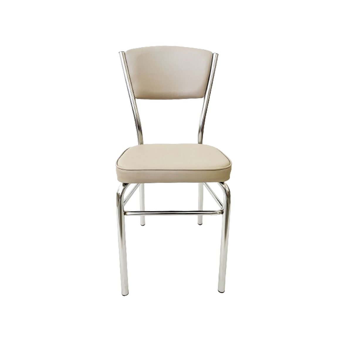 Conjunto 6 Cadeiras Cozinha Reforço Cromada Assento Grosso Confortável Encosto Estofado Cor Fendi Po - 3