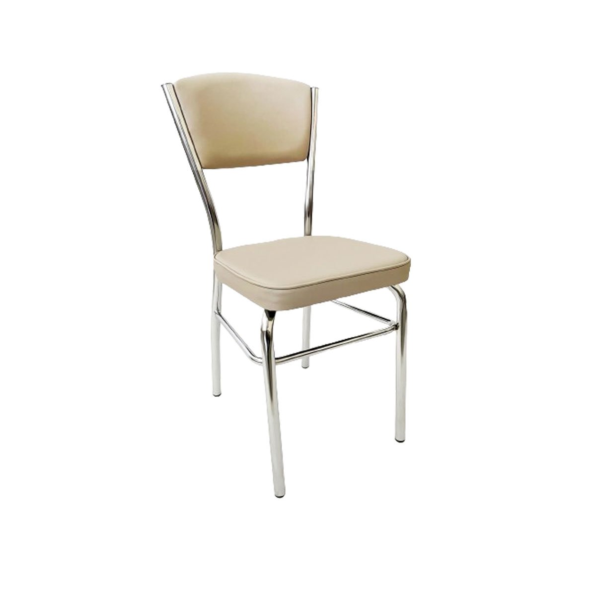 Conjunto 6 Cadeiras Cozinha Reforço Cromada Assento Grosso Confortável Encosto Estofado Cor Fendi Po - 5