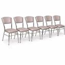 Ver imagem 2 de Conjunto 6 Cadeiras Cozinha Reforço Cromada Assento Grosso Confortável Encosto Estofado Cor Fendi