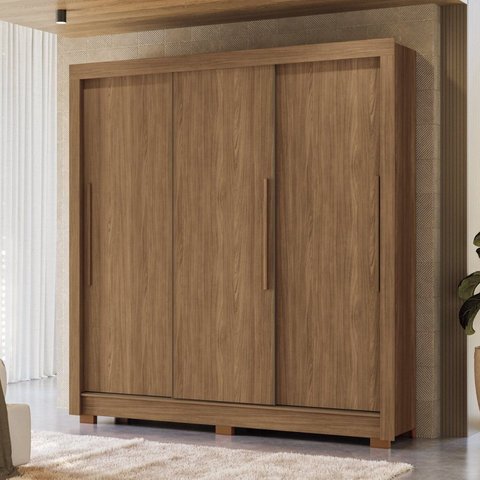Guarda-Roupa 3 Portas Correr 2 Gavetas Maringá Marrom/Jatoba